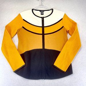 Vintage DON CASTER Collection Womens S Yellow Colorblock Cardigan Coat Jacket